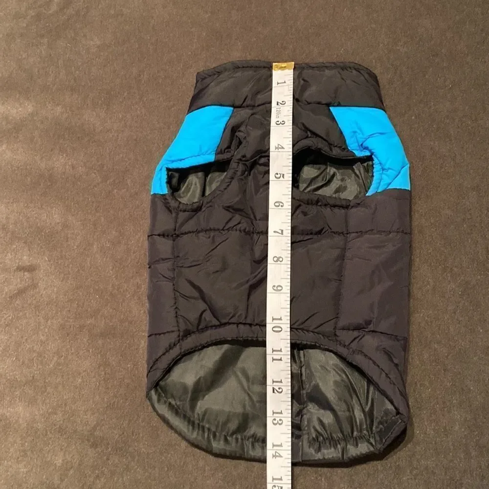 Dog Coat Black & Blue ZipUp No Pull Design D-Rings to attach Leash Size L NEW